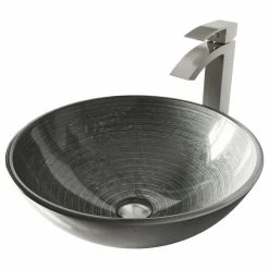 VIGO Simply Silver Glass Vessel Sink And Duris Faucet