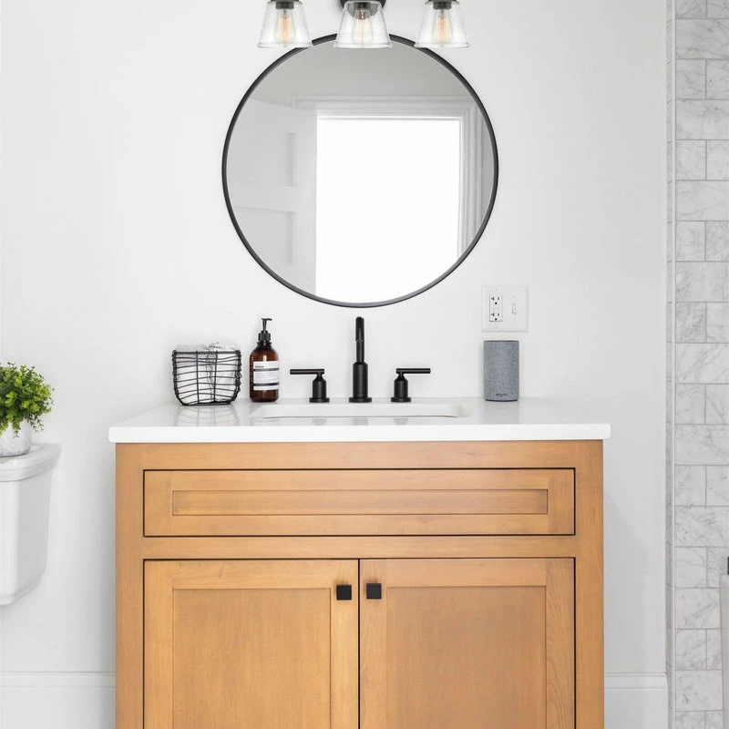 Kira Home Adair 22.5" Farmhouse / Bathroom Light, Conic Hammered Glass Shades 2 Kira Home Adair 22.5" Farmhouse / Bathroom Light, Conic Hammered Glass Shades - Image 2