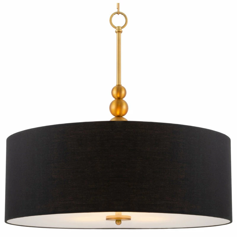 Kira Home Adelade 22" Drum Pendant Chandelier, Black Fabric Shade, Glass 1 Kira Home Adelade 22" Drum Pendant Chandelier, Black Fabric Shade, Glass