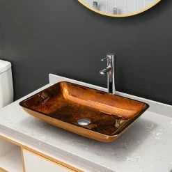 Vinnova Glass Rectangular Vessel Bathroom Sink Without Faucet, Reddish Brown 15 Vinnova Glass Rectangular Vessel Bathroom Sink Without Faucet, Reddish Brown -home bar shop eac108e00295e72e 1510 w800 h800 b0 p0