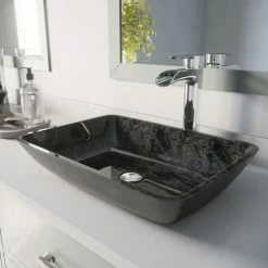 VIGO Rectangular Gray Onyx Glass Vessel Bathroom Sink Set With Niko Vessel Faucet 21 VIGO Rectangular Gray Onyx Glass Vessel Bathroom Sink Set With Niko Vessel Faucet -home bar shop eae1e1850e9ed94c 2982 w800 h800 b0 p0