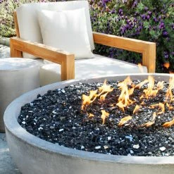 Pottery Works LLC 48" Concrete Fire Pit Bowl, Exotic Black Fire Glass Filling, Natural Gas -home bar shop eb11a0ad006f8bf4 8394 w800 h800 b0 p0