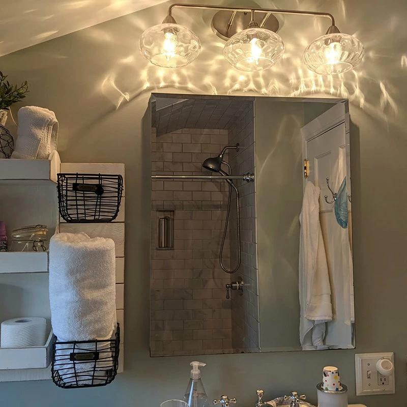 Kira Home Marina 26" Bathroom Light, Hammered Glass Shades, Brushed Nickel 6 Kira Home Marina 26" Bathroom Light, Hammered Glass Shades, Brushed Nickel - Image 6