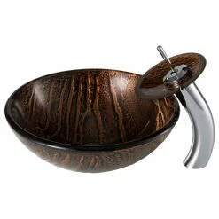 Kraus USA, Inc. Kraus C-GV-398-19MM-10 Bathroom Combo - 17" Gaia Glass Vessel - Chrome