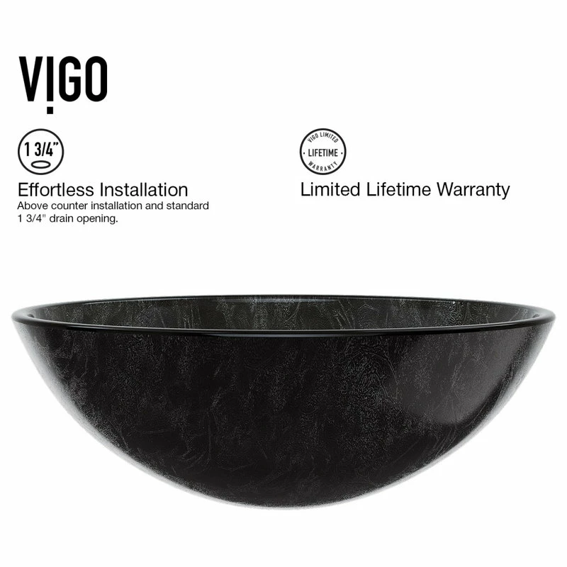 VIGO Gray Onyx Round Glass Vessel Bathroom Sink Set With Dior Vessel Faucet 9 VIGO Gray Onyx Round Glass Vessel Bathroom Sink Set With Dior Vessel Faucet - Image 9