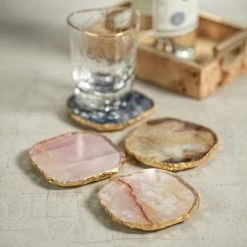 Zodax Viken 4-Piece Agate Marble Glass Coaster Set, Blue -home bar shop ed013a5900637644 0862 w800 h800 b0 p0