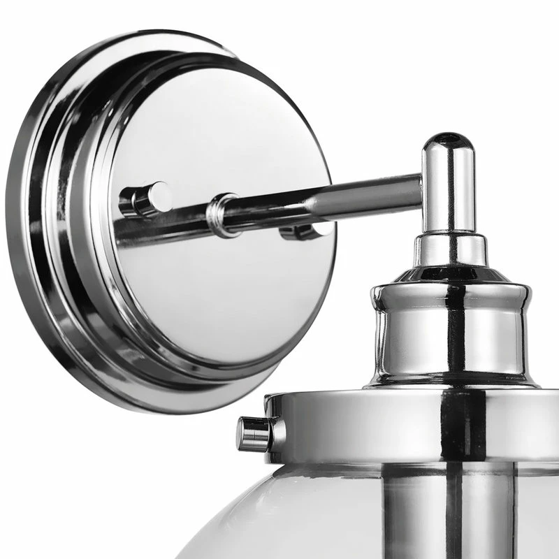 Globe Electric Milan 1-Light Chrome Wall Sconce Clear Glass Shade Vintage Edison Incescent 2 Globe Electric Milan 1-Light Chrome Wall Sconce Clear Glass Shade Vintage Edison Incescent - Image 2