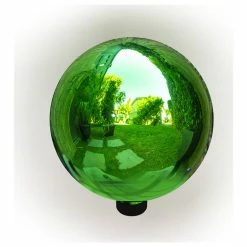 Alpine Corporation 10" Diamater Indoor/Outdoor Glass Gazing Globe Festive Yard Décor, Green -home bar shop ed618b200f441511 3490 w800 h800 b1 p0