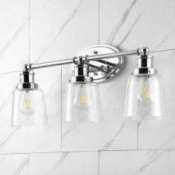 JONATHAN Y Beverly 22.5" 3-Light Iron/Seeded Glass Classic Cottage LED Vanity Light, Chrome -home bar shop ed61a31002a8ff02 6597 w800 h800 b0 p0