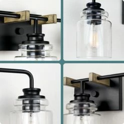 Kira Home Orson 22" Farmhouse / Bathroom Light, Cylinder Glass Shades, Smoked -home bar shop eda1165b017861ef 8687 w800 h800 b0 p0