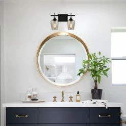 Ecopower Light LLC Farmhouse Bathroom Vanity Lights Clear Glass Sconces, Matte Black, 2-Light -home bar shop ef41688d0feaf2a6 6448 w800 h800 b0 p0