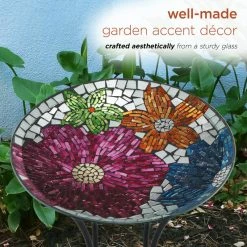 Alpine Corporation 18" Floral Metallic Mosaic Glass Birdbath With Metal Stand 18 Alpine Corporation 18" Floral Metallic Mosaic Glass Birdbath With Metal Stand -home bar shop efa15160013fc632 3610 w800 h800 b0 p0