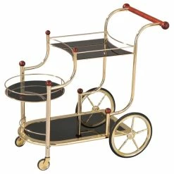 Acme Furniture Lacy Serving Cart, Golden Plated And Black Glass