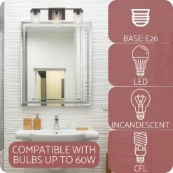 Kira Home Ainsley 21.5" Farmhouse / Bathroom Light, Cylinder Glass Shades -home bar shop efe1a4ff0181a185 8637 w800 h800 b0 p0
