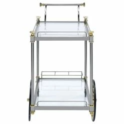 Acme Furniture Cyrus Serving Cart - Silver, Gold, Clear Glass -home bar shop f11169d30283c25c 5214 w800 h800 b1 p0