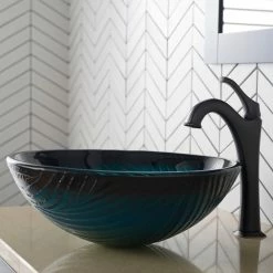 Kraus USA, Inc. Glass Vessel Sink, Bathroom Arlo Faucet, PU Drain, Mounting Ring, Oil Rub Bronze -home bar shop f1b1cb5103518dc8 9332 w800 h800 b0 p0