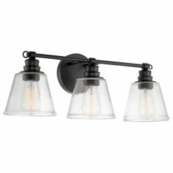 Kira Home Adair 22.5" Farmhouse / Bathroom Light, Conic Hammered Glass Shades