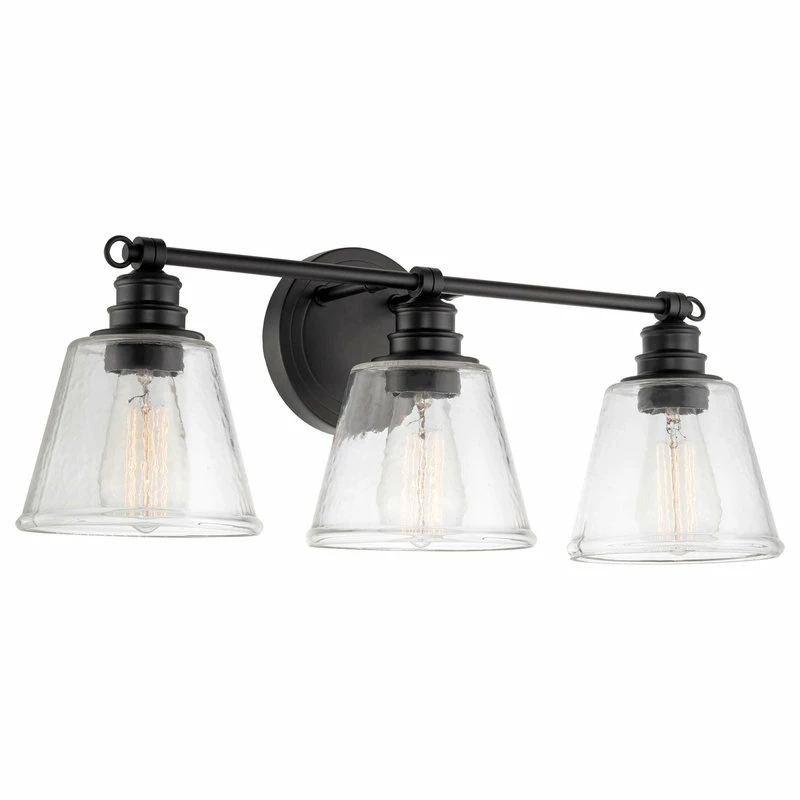 Kira Home Adair 22.5" Farmhouse / Bathroom Light, Conic Hammered Glass Shades 1 Kira Home Adair 22.5" Farmhouse / Bathroom Light, Conic Hammered Glass Shades