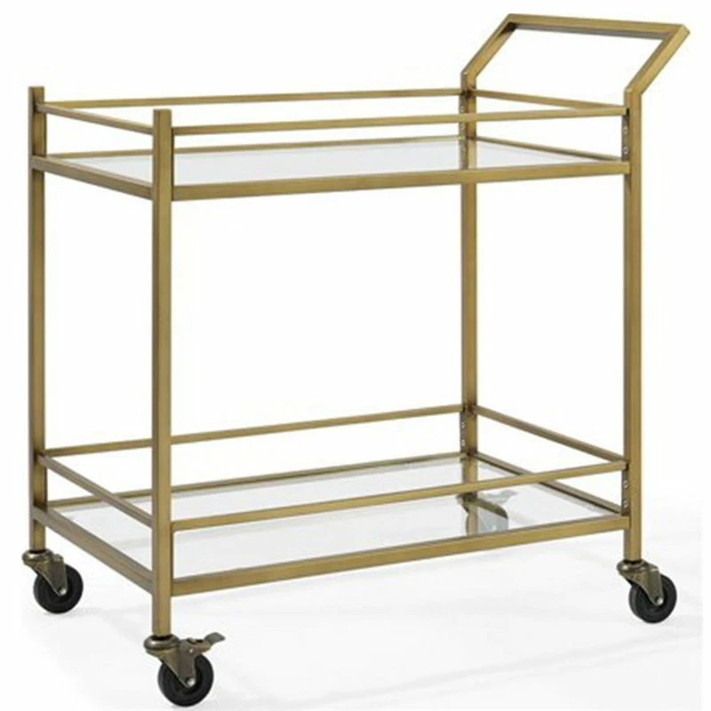 Crosley Aimee 2 Tier Glass Top Bar Cart In Antique Gold 1 Crosley Aimee 2 Tier Glass Top Bar Cart In Antique Gold