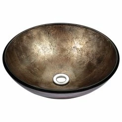 Anzzi Stellar Series Deco-Glass Vessel Sink In Platinum Storm, Platinum Storm