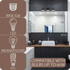 Kira Home Myles 23" Farmhouse / Bathroom Light, Glass Globe Shade -home bar shop f3415aa8028b3b4a 8435 w800 h800 b0 p0