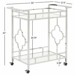 Inspire Q Devon Chrome Finish Floral Bar Cart With Mirror Bottom And Glass Top -home bar shop f381567a00b17145 1862 w800 h800 b1 p0