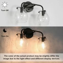 LNC Lighting LNC Modern 2-Light Black Bathroom Vanity Light With Globe Glass Shade -home bar shop f3c1fb210323fab3 9858 w800 h800 b0 p0