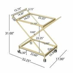 GDFStudio GDF Studio Easter Indoor Industrial Iron And Glass Bar Cart, Gold -home bar shop f4814472037d898a 1894 w800 h800 b1 p0
