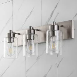 JONATHAN Y Irving Seeded Glass/Iron Modern Contemporary LED Vanity Light, 3-Light -home bar shop f4818e5c00d25015 8281 w800 h800 b0 p0