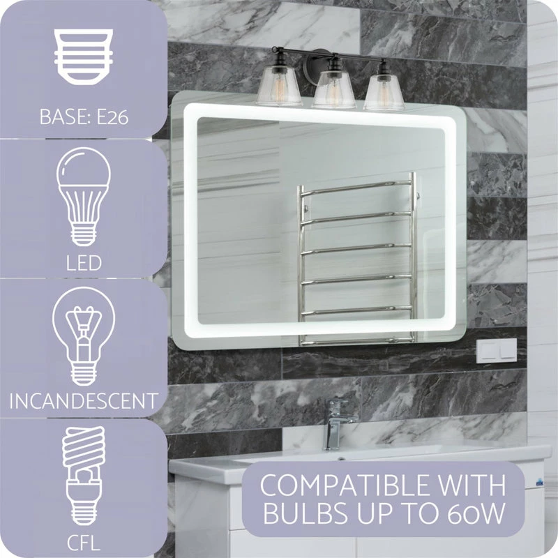 Kira Home Adair 22.5" Farmhouse / Bathroom Light, Conic Hammered Glass Shades 6 Kira Home Adair 22.5" Farmhouse / Bathroom Light, Conic Hammered Glass Shades - Image 6