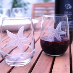 Rolf Glass Starfish Stemless Wine Glass, 17 Ounce, Set Of 4 Wine Glasses -home bar shop f4f1b51a0c4ce1af 7858 w800 h800 b0 p0