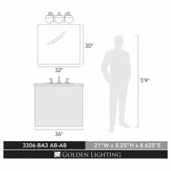 Golden Lighting Dixon 3-Light Bath Vanity, Black, Clear Glass And Black Cap -home bar shop f4f1fed70df0fd4b 8961 w800 h800 b1 p0