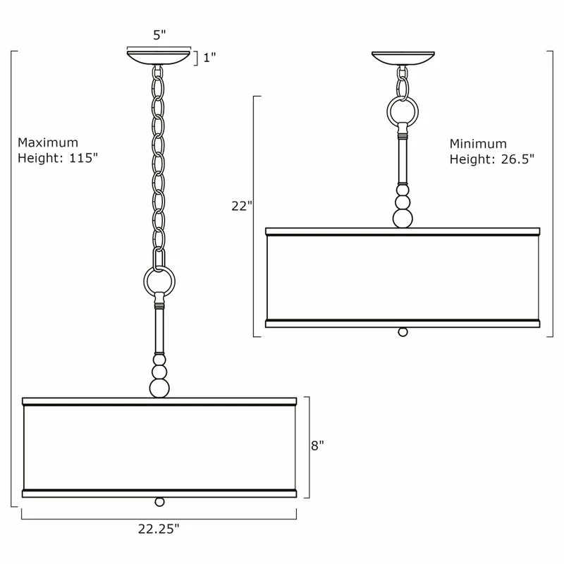 Kira Home Adelade 22" Drum Pendant Chandelier, Black Fabric Shade, Glass 7 Kira Home Adelade 22" Drum Pendant Chandelier, Black Fabric Shade, Glass - Image 7