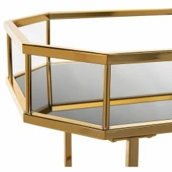 Safavieh Silva 2-Tier Octagon Bar Cart, Brass, Tinted Glass -home bar shop f66134b70c12e092 5883 w800 h800 b1 p0