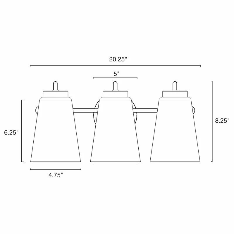 Kira Home Chatham 20" 3-Light Bathroom Light + Textured Glass Shades, Black 7 Kira Home Chatham 20" 3-Light Bathroom Light + Textured Glass Shades, Black - Image 7