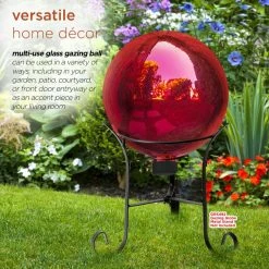 Alpine Corporation 10" Diameter Indoor/Outdoor Glass Gazing Globe Yard Decoration, Red -home bar shop f77165b70019f390 3521 w800 h800 b0 p0