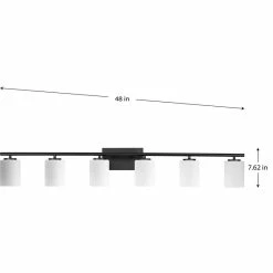 Progress Lighting Replay Collection 48" 6-Light Textured Black Etched Glass Bath Vanity Light -home bar shop f8a1344a020ff62a 5972 w800 h800 b1 p0