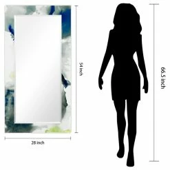 Empire Art Direct "Ephemeral" Beveled Mirror On Printed Abstarct Tempered Art Glass, 54"x28" -home bar shop f901950c01e7b779 9054 w800 h800 b1 p0