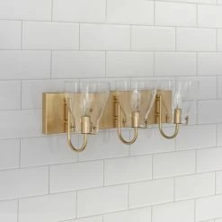 LNC Lighting LNC 3-Light Modern Gold Bathroom Vanity Lights With Clear Glass -home bar shop fa6166c1028efa1d 4054 w800 h800 b0 p0