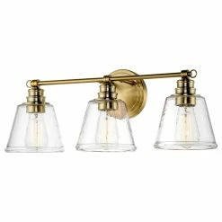 Kira Home Adair 22.5" Farmhouse / Bathroom Light, Conic Hammered Glass Shades