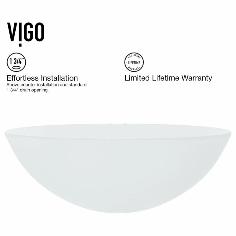 VIGO White Frost Glass Vessel Bathroom Sink Set With Dior Vessel Faucet 9 VIGO White Frost Glass Vessel Bathroom Sink Set With Dior Vessel Faucet - Image 9