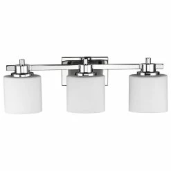 CHLOE Lighting, Inc. Solbi 3-Light Chrome Finish Bath Vanity Wall Fixture White Alabaster Glass 24"