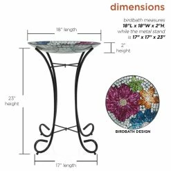 Alpine Corporation 18" Floral Metallic Mosaic Glass Birdbath With Metal Stand 15 Alpine Corporation 18" Floral Metallic Mosaic Glass Birdbath With Metal Stand -home bar shop fd214697013fc62e 3610 w800 h800 b1 p0