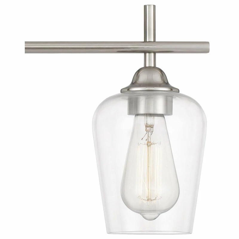 Starry Sky Trading Inc 3-Light 24'' Brushed Nickel Finish Vanity Light Clear Glass Shade 4 Starry Sky Trading Inc 3-Light 24'' Brushed Nickel Finish Vanity Light Clear Glass Shade - Image 4