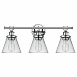 Globe Electric Parker 3-Light Chrome Vanity Light With Clear Glass Shades