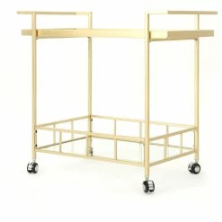 GDFStudio GDF Studio Amaya Industrial Iron And Glass Bar Cart, Gold