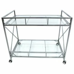 GDFStudio GDF Studio Danae Industrial Modern Iron And Glass Bar Cart, Silver -home bar shop ff81730f01d6ab0d 2558 w800 h800 b1 p0