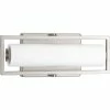 Progress Lighting Frame Collection 12" Brushed Nickel Etched White Glass Modern Bath Vanity Light