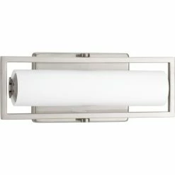 Progress Lighting Frame Collection 12" Brushed Nickel Etched White Glass Modern Bath Vanity Light