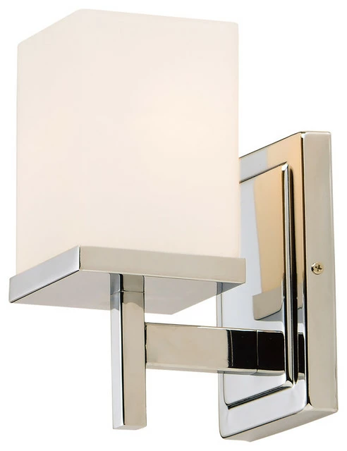 Maxim Lighting International Tetra 1-Light Wall Sconce, Polished Chrome With Satin White Glass/Shade 1 Maxim Lighting International Tetra 1-Light Wall Sconce, Polished Chrome With Satin White Glass/Shade